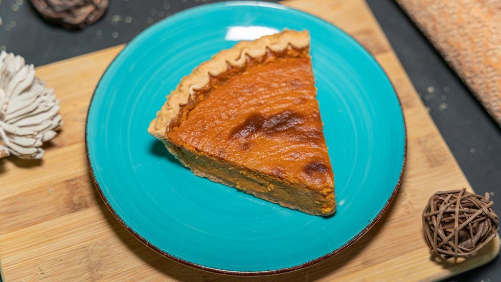 Sweet Potato Pie · Ole-fashioned sweet potato pie made with roasted sweet potatoes, brown organic sugar, local organic eggs, butter, milk and warm spices.