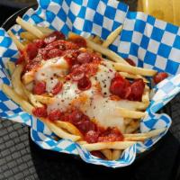 Pizza Fries · Fresh cut french fries topped with marinara and Parmesan.