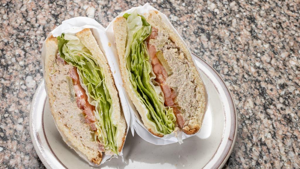 Tuna Fish Sandwich · On white toast.