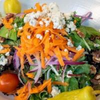 SPRING MIX SALAD (FULL) · Spring Mix, cherry tomatoes, carrot, red onion, pecans, gorgonzola and house made balsamic v...