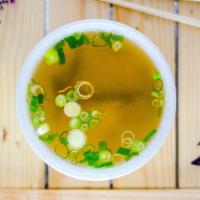 Miso Soup (16oz round cup) · Miso soup with tofu and wakame.