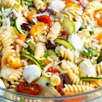 Pasta Salad  · Pasta with Onions, Tomatoes, Cucumbers, Olives, Parmesan cheese with Italian dressing. Make ...