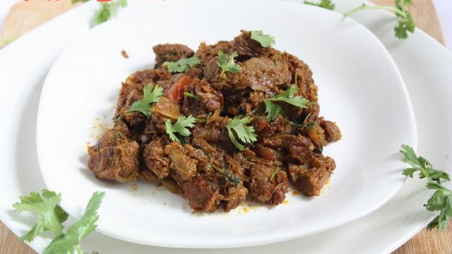 Mutton aka Goat Sukka · Goat Cubes cooked and pan fried with Sukka masala/spices