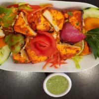 Paneer Tikka Kabab · Paneer cubes & Peppers marinated in special yogurt sauce and mild spices and grilled in clay...