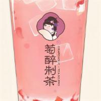 Strawberry Sago / 草莓甘露 · Mechelia green tea with fresh strawberry 🍓 , coconut milk and sago.