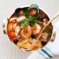 22. Tom Yum · Vegetarian. Hot and sour soup with tomatoes, lemongrass, lime juice, and galangal.