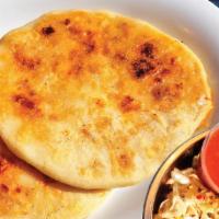 Pupusas · Corn flour tortilla with your choice of filling. Served with curtido and mild tomato sauce.