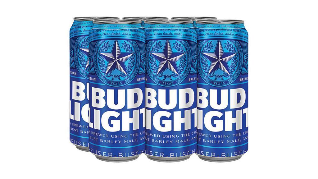 Bud Light Can (16 Oz X 6 Ct) · Bud Light is a premium beer with incredible drinkability that has made it a top selling American beer that everybody knows and loves. This light beer is brewed using a combination of barley malts, rice and a blend of premium aroma hop varieties. Featuring a fresh, clean taste with subtle hop aromas, this light lager delivers ultimate refreshment with its delicate malt sweetness and crisp finish. Bud Light is made with no preservatives or artificial flavors. Grab this pack of beer cans when you're in charge of providing party drinks, are in need of cold beer for a tailgate or simply want to keep a pack in your fridge so you're ready when Bud Light calls your name.