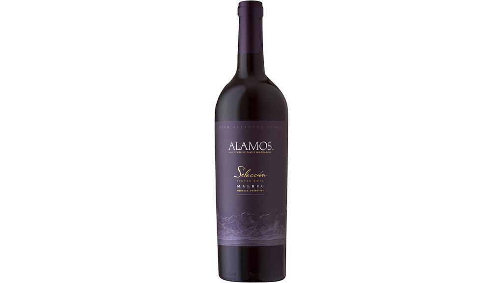 Alamos Malbec Seleccion (750 Ml) · Hand selected from vineyards in the cool climate district of La Consulta, Alamos Selección is the brand’s premier Malbec offering. La Consulta lies in the southern part of the Mendoza region, close to the Andes prominent southwest curvature. Grapes for Alamos Selección are handpicked, de-stemmed, and crushed prior to a three-to-four day cold soak. This wine ferments in a combination of aged French and American oak for sixteen to eighteen months before final blending.