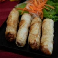 Chicken Fried Rice Rolls · Deep fried rolls wrapped in rice paper and filled with chicken meant, clear vermicelli noodl...