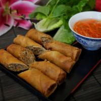 1. Egg Rolls (4) · Deep fried rolls wrapped in rice paper and filled with pork, clear, vermicelli noodles & veg...