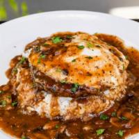 Loco Moco · Choice of grilled certified angus beef patty or spam over-easy egg, steamed jasmine rice, br...