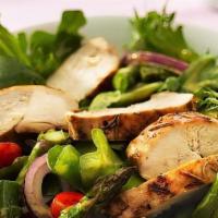 Chicken Salad · Mix green salad with chicken,  tomato, cucumber, onion, carrot