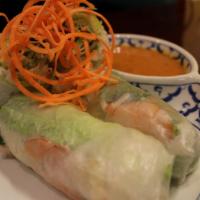 Fresh Rolls · Gluten free. Rice paper rolls with vegetables and rice noodles served with peanut sauce (Glu...