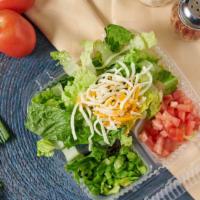 Garden Salad · Romaine lettuce, tomatoes, bell peppers, olives cheese.