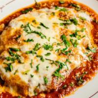 Chicken Parmigiana · lightly breaded, oj's signature marinara sauce, mozzarella