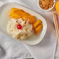 #1. Sweet Sticky Rice with Mangoes · Served w/ coconut ice cream.
