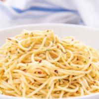 Aglio e Olio · garlic, butter and grated parmesan cooked with your choice of pasta.