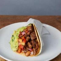 NICK'S WAY TACO · One taco with a crispy corn tortilla wrapped in a soft tortilla with Monterey Jack cheese, p...