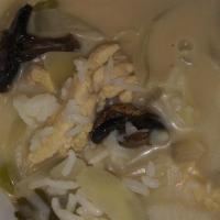 Tom Kha Gai Soup · Hot. Exotic spicy chicken soup and coconut milk, mushrooms, onion touch of lime, lemongrass ...