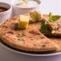 Mix Paratha · 2 whole wheat flatbread stuffed with vegetables, spices & herbs, served with a choice of yog...