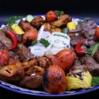 Super Dastarkhan Plate · This particular dish comes with any five meat kebabs and two veggie kebabs, additional salad...