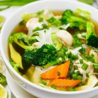 Phở Rau Cải · Rice Noodles Soup with Steamed Vegetables & Beef Broth