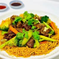 Mì Xào Bò · Stir Fried Egg Noodle with Beef & Vegetables