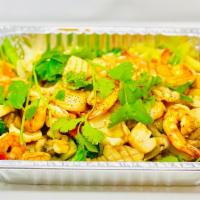Phở Xào Hải Sản (Party Tray) · Stir Fried Rice Noodles with Seafood & Vegetables (Party Tray)