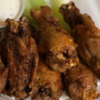 Wings · Eight juicy wings. Choice of buffalo, cajun, balsamic, BBQ or teriyaki.