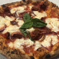 Diavola Pizza · San Marzano tomato, fior di latte mozzarella, spicy Spanish chorizo, arugula