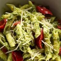 Pesto Both Worlds · Hungarian Goat Horn Peppers & House Made Pesto served over Penne