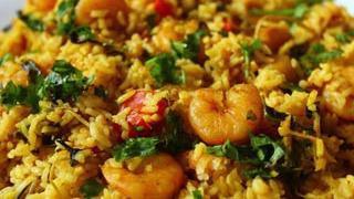 Shrimp Biryani · A mixture of aromatic basmati rice, Indian herbs, shelled prawns & our famous hyderabadi bir...
