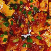 Spicy Tofu & Fish 香辣豆腐鱼片  · Tofu and fish filet in hot chili oil, perfect combination