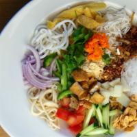 Rangoon Rainbow Salad · This salad is made from four different types of noodles, fried tofu, thinly sliced onions, c...