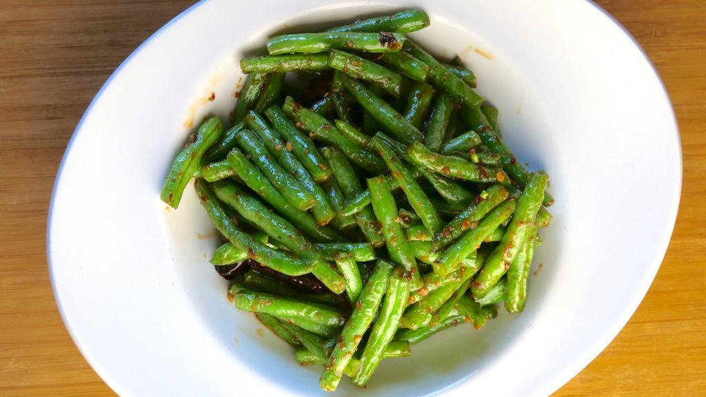 Rangoon String Beans · Stir-fried string beans served in a garlic and chili sauce.