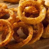Crispy Onion Rings · Breaded onion rings.