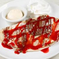 Strawberry Nutella · Strawberries & Nutella Topped with Strawberry Sauce
Topped with Powdered Sugar and Served wi...
