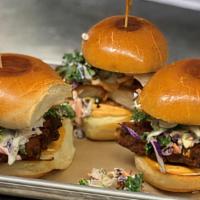 Fried Chicken Sliders · Fried Chicken Breast with House Coleslaw & Chipotle Aioli on a Brioche Bun