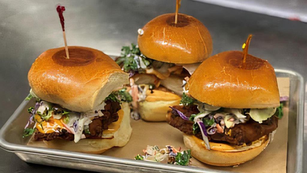 Fried Chicken Sliders · Fried Chicken Breast with House Coleslaw & Chipotle Aioli on a Brioche Bun