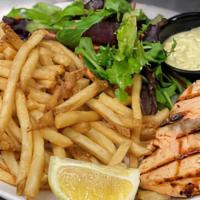 Citrus Salmon Filet Plate · Lemon Dill Aioli 
Served with House Salad and French Fries