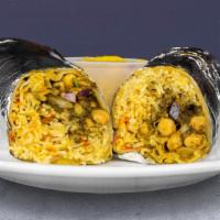 The Beckoning Vegan (Vegan) · Aloo gobi, chana masala (chickpeas), and desi homestyle mix dal with Basmati rice, tomato on...