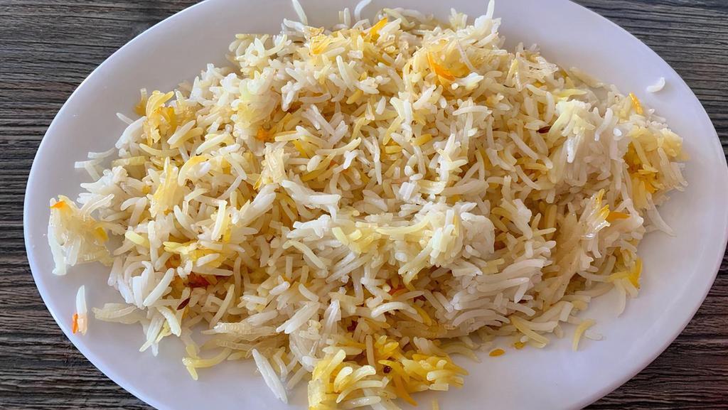 Plain Rice · Steamed aged basmati zafran rice.