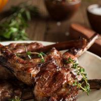 Lamb Chop Plate · Baby rack of lamb with cumin garlic rosemary cook to perfection.