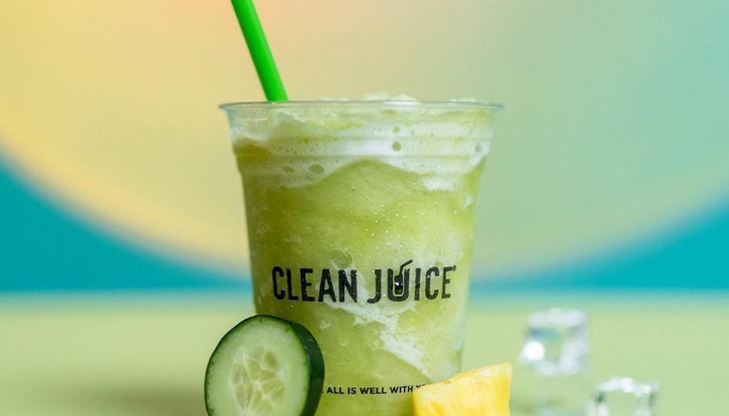 The Cucumber Pineapple One 16 Oz · Cucumber, Pineapple, Honey, Coconut Water - Blended with Frozen Pineapple