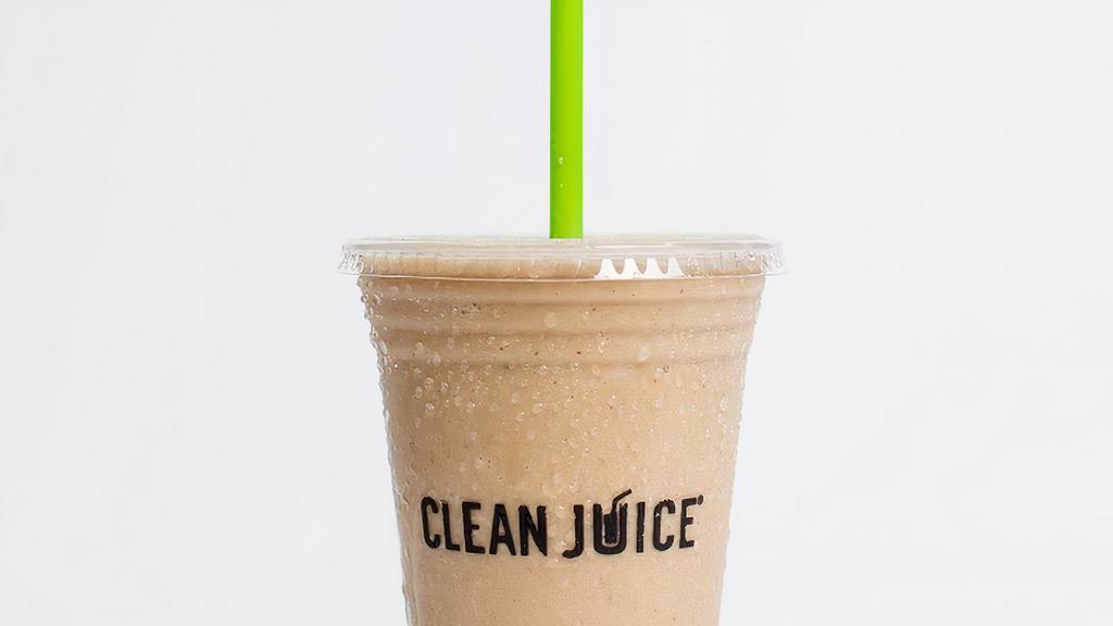 The Coffee One 16 Oz · Organic Cold Brew Coffee, Organic Almond Milk, Organic Frozen Banana, Organic Almond Butter, Organic Dates. Nutrition facts based on 16 oz serving.. Total Calories - 170. Calories from Fat - 40. Total Fat - 5 g. Saturated Fat - 0 g. Trans Fat - 0 g. Cholesterol - 0 mg. Sodium - 95 mg. Total Carbs - 34 g. Dietary Fiber - 4 g. Sugars - 20 g. Protein – 4 g