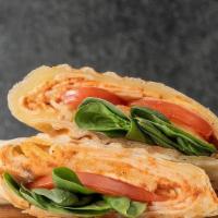 The Bbq Wrap · Toasted Flatbread Wrap, Chicken, Cheddar Cheese, Tomato, Spinach, Himalayan Pink Sea Salt, &...