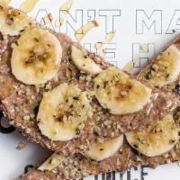 The Almond Butter Toast · Organic Sprouted Bread or Gluten Free Bread, Organic Almond Butter, Organic Banana, Organic ...