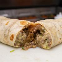 Regular Burrito · Choice of meat, rice, beans, pico de gallo, and red salsa.