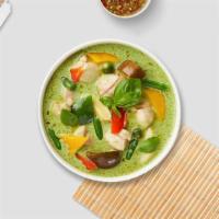 Green Curry · Gluten-free. Medium. Chinese eggplant, fresh green chili paste, garlic's, coconut milk, bell...